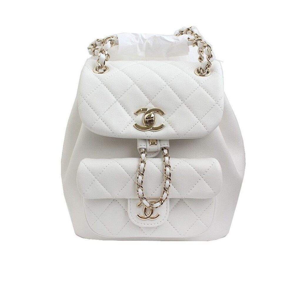 CHANEL MINI DUMA BACKPACK WHITE 20CM AS2908 B09750 10601