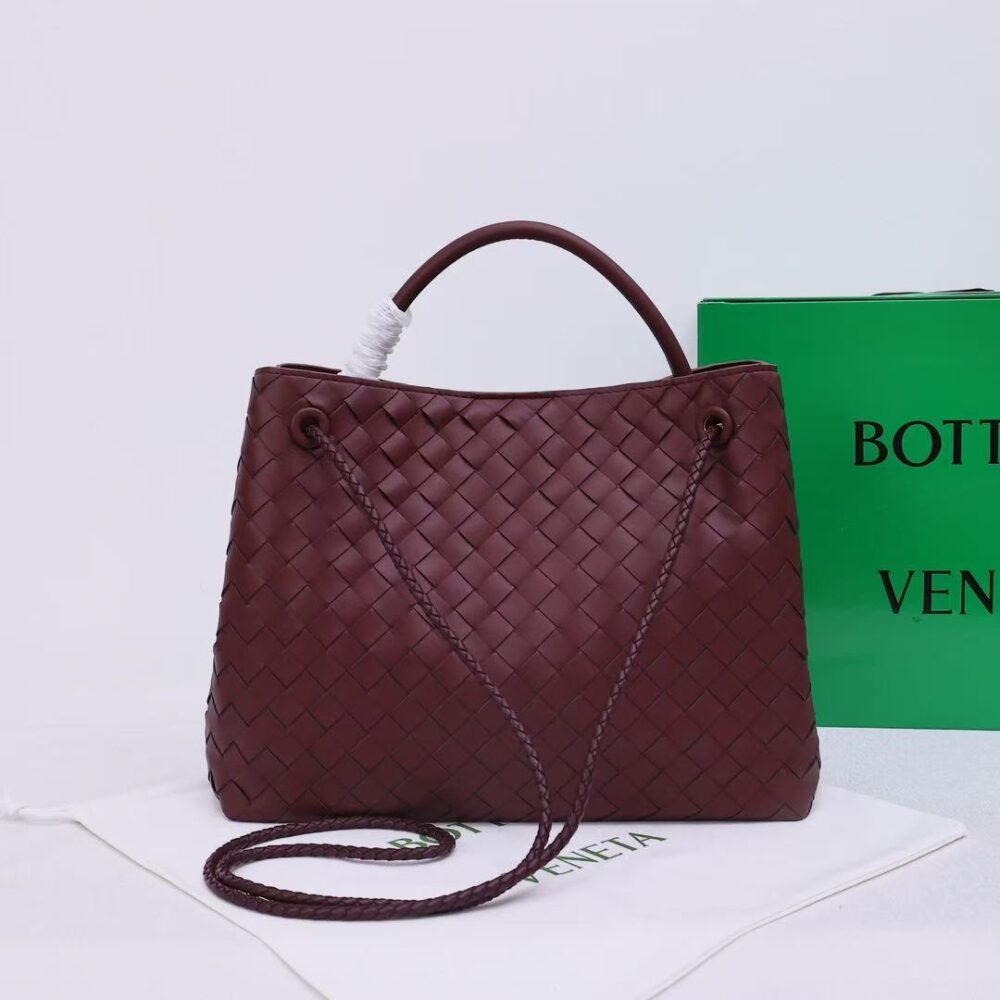 BOTTEGA VENETA ANDIAMO INTRECCIATO LEATHER TOP HANDLE BURGUNDY BLACK 33CM - Image 3