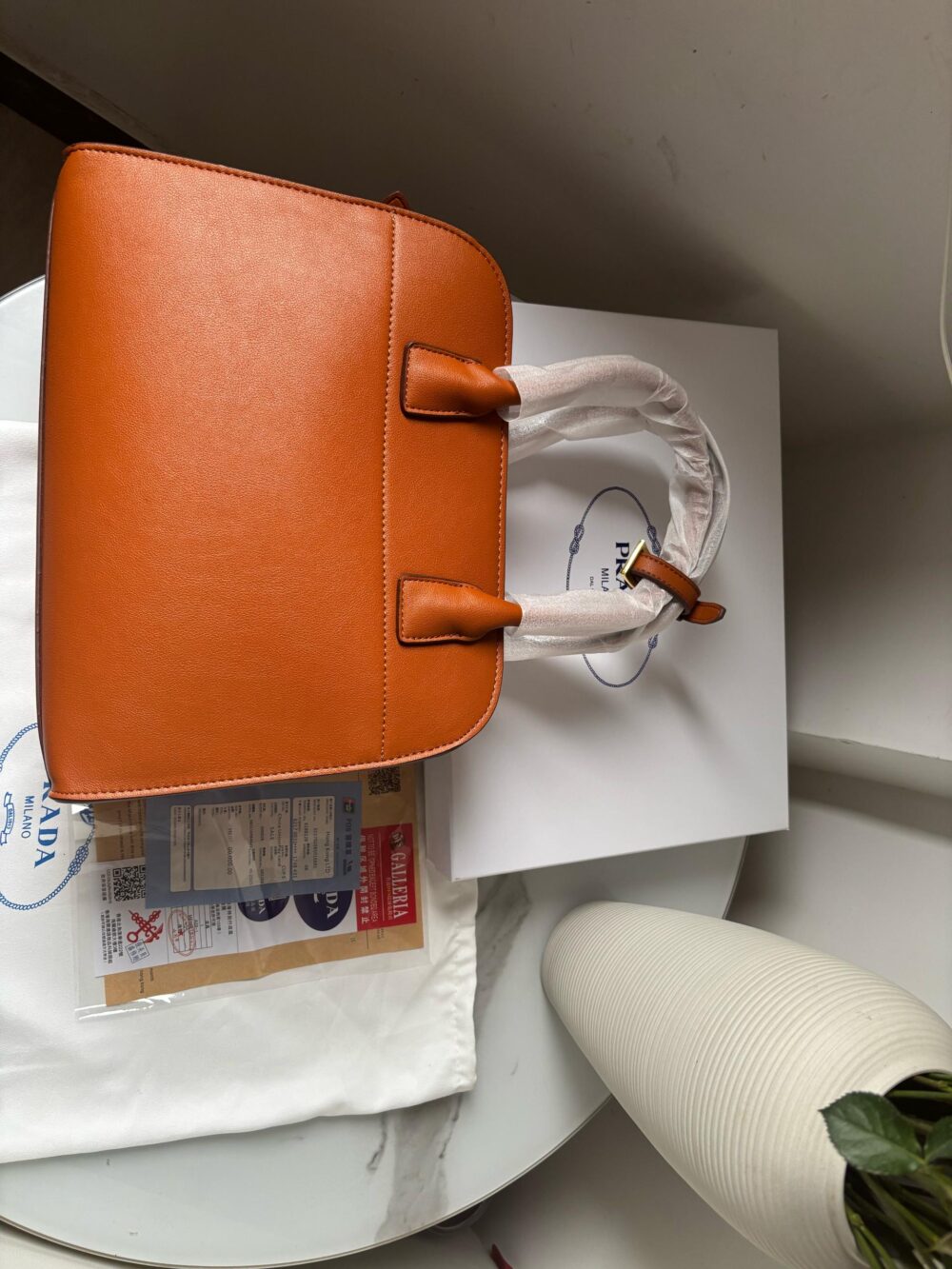 PRADA MEDIUM LEATHER TOTE BAG DARK ORANGE 32CM 1BG517 2CYS F03BH V OOO - Image 5