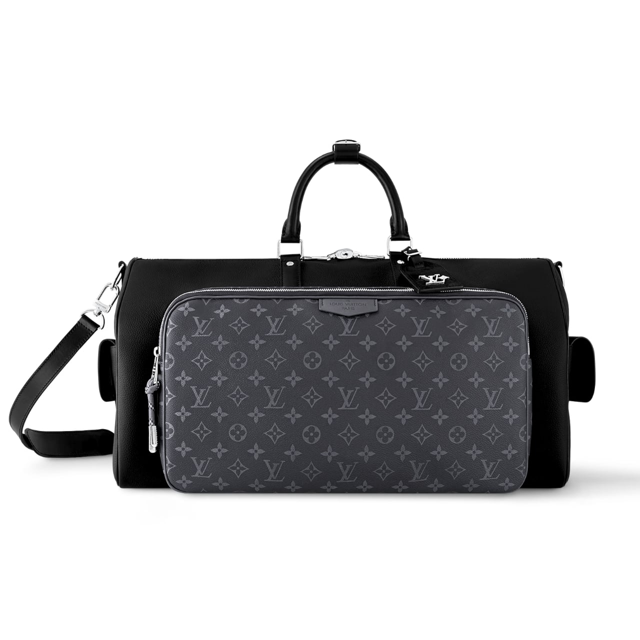 LOUIS VUITTON KEEPALL BANDOULIÈRE 50 BLACK AND GREY 50CM