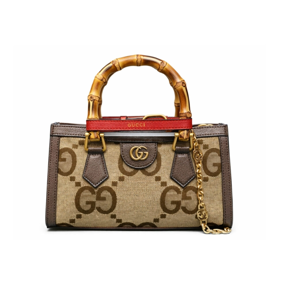 Gucci Diana Small Shoulder Bag Jumbo GG Camel Ebony 25cm