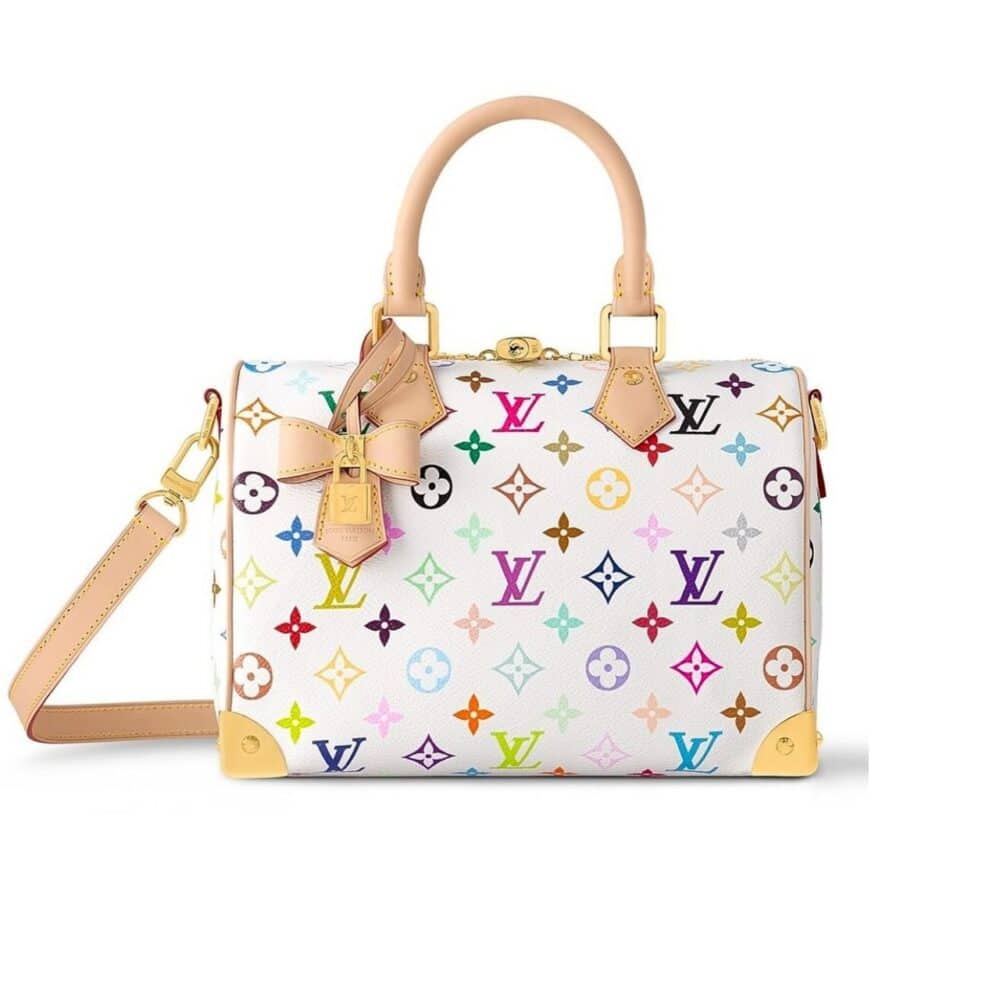LOUIS VUITTON X TAKASHI MURAKAMI SPEEDY BANDOULIERE WHITE 25CM