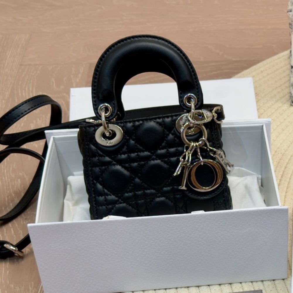 Alternative view of DIOR MICRO LADY DIOR CANNAGE HANDBAG BLACK 12CM