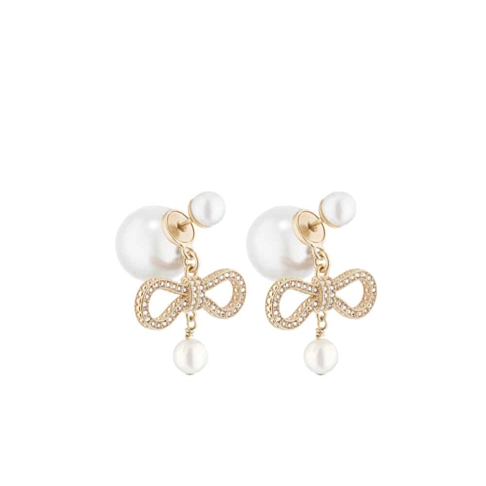 DIOR TRIBALES EARRINGS IN BOW SHAPED WITH PEARLS GOLD E3630WOMCY D03S