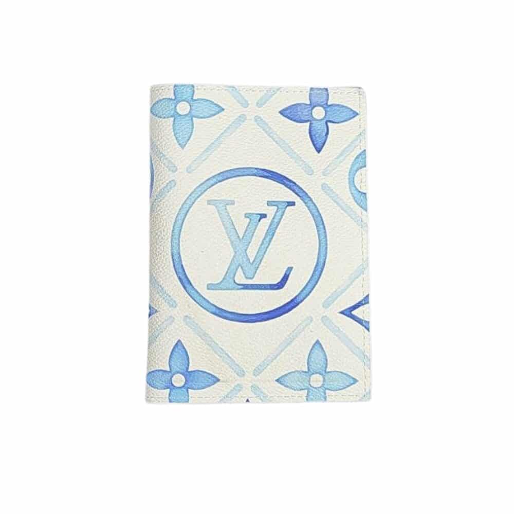 LOUIS VUITTON LV BY THE POOL PASSPORT COVER WALLET BLUE 14CM