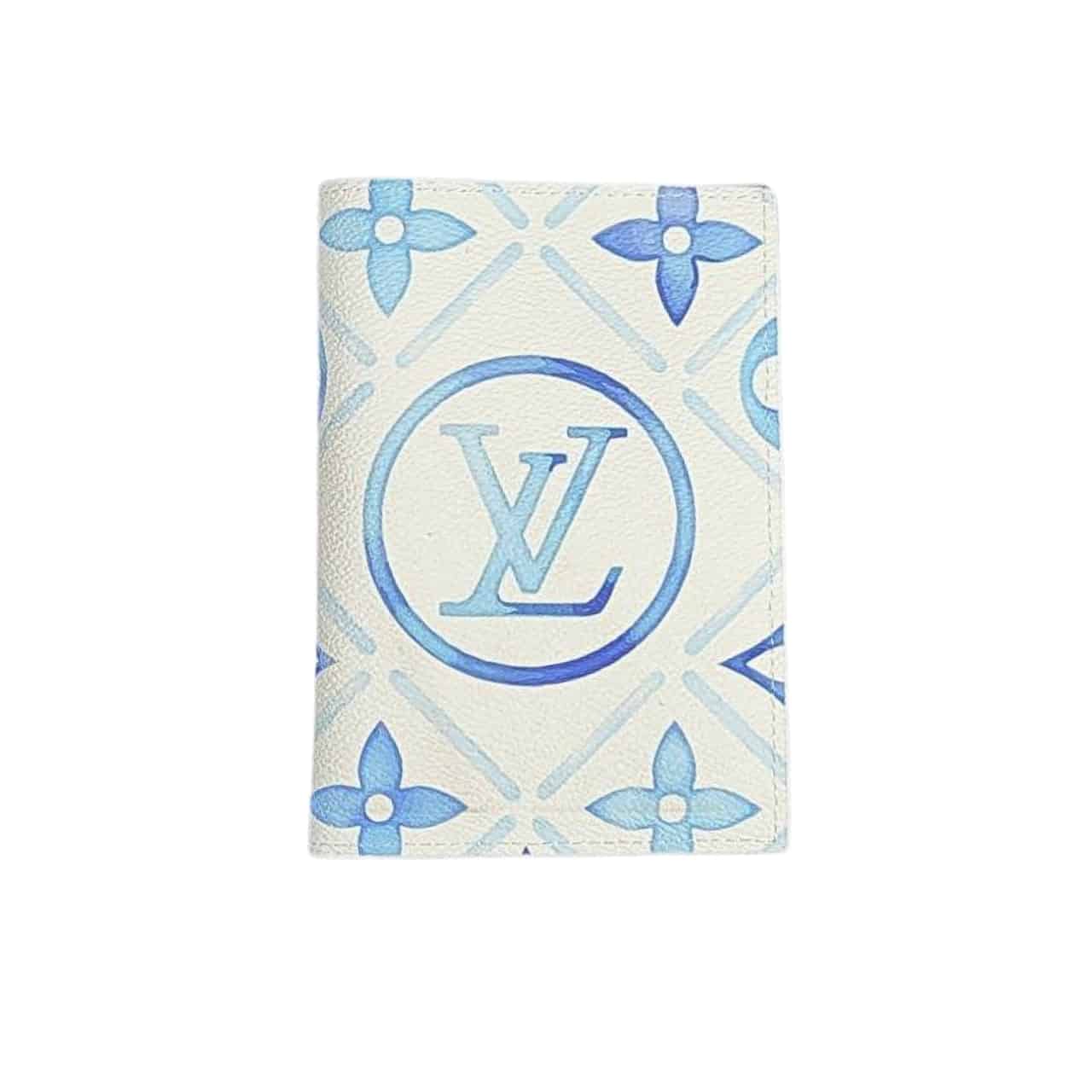 LOUIS VUITTON LV BY THE POOL PASSPORT COVER WALLET BLUE 14CM