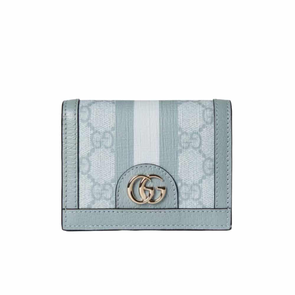 GUCCI OPHIDIA GG CARD CASE WALLET BLUE 11CM