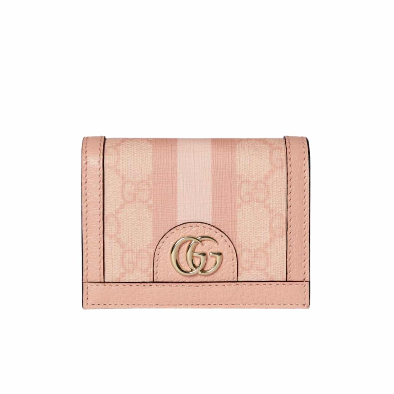 GUCCI OPHIDIA GG CARD CASE WALLET PINK 11CM