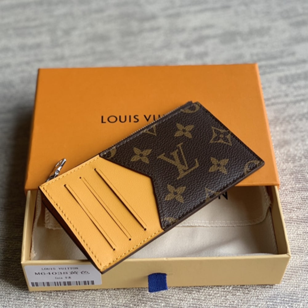 LOUIS VUITTON ROMY CARD WALLET BROWN AND YELLOW 12CM M12384 - Image 9
