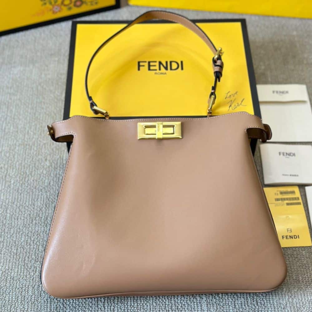 Alternative view of FENDI PEEKABOO SOFT MEDIUM LEATHER BAG DOVE GREY 33CM