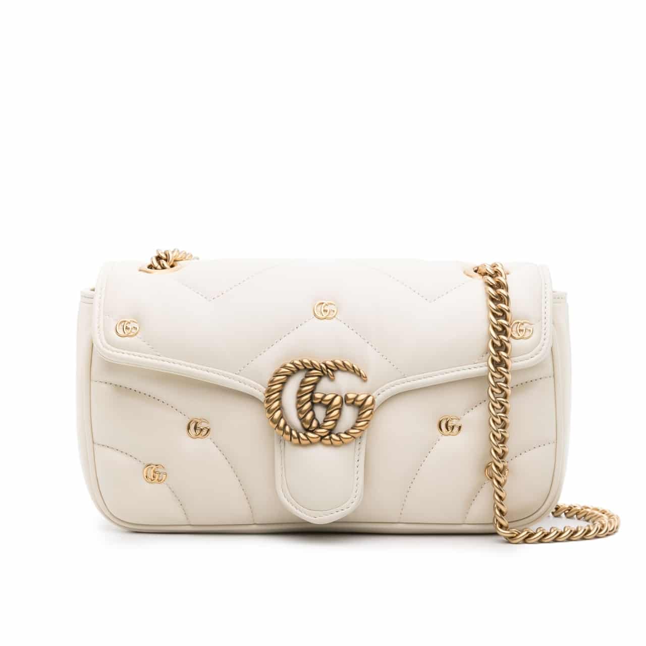 GUCCI GG MARMONT SMALL SHOULDER BAG WHITE 26CM 443497 AACPG 9206