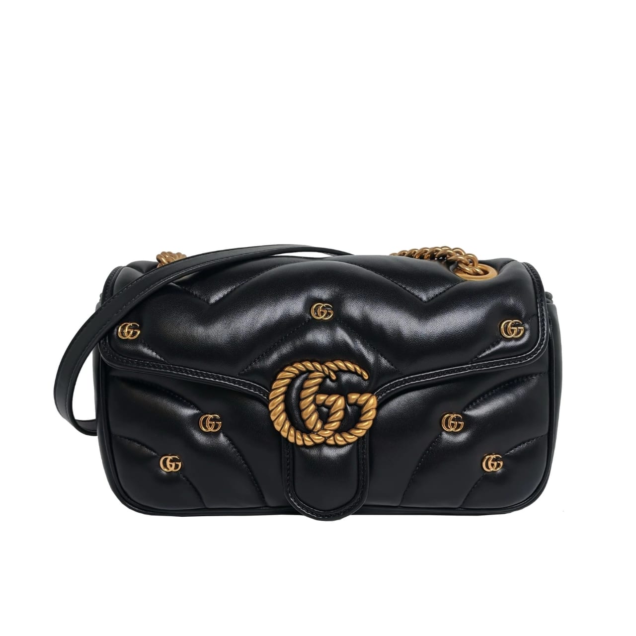 GUCCI GG MARMONT SMALL SHOULDER BAG BLACK 26CM 443497 AACPG 1000