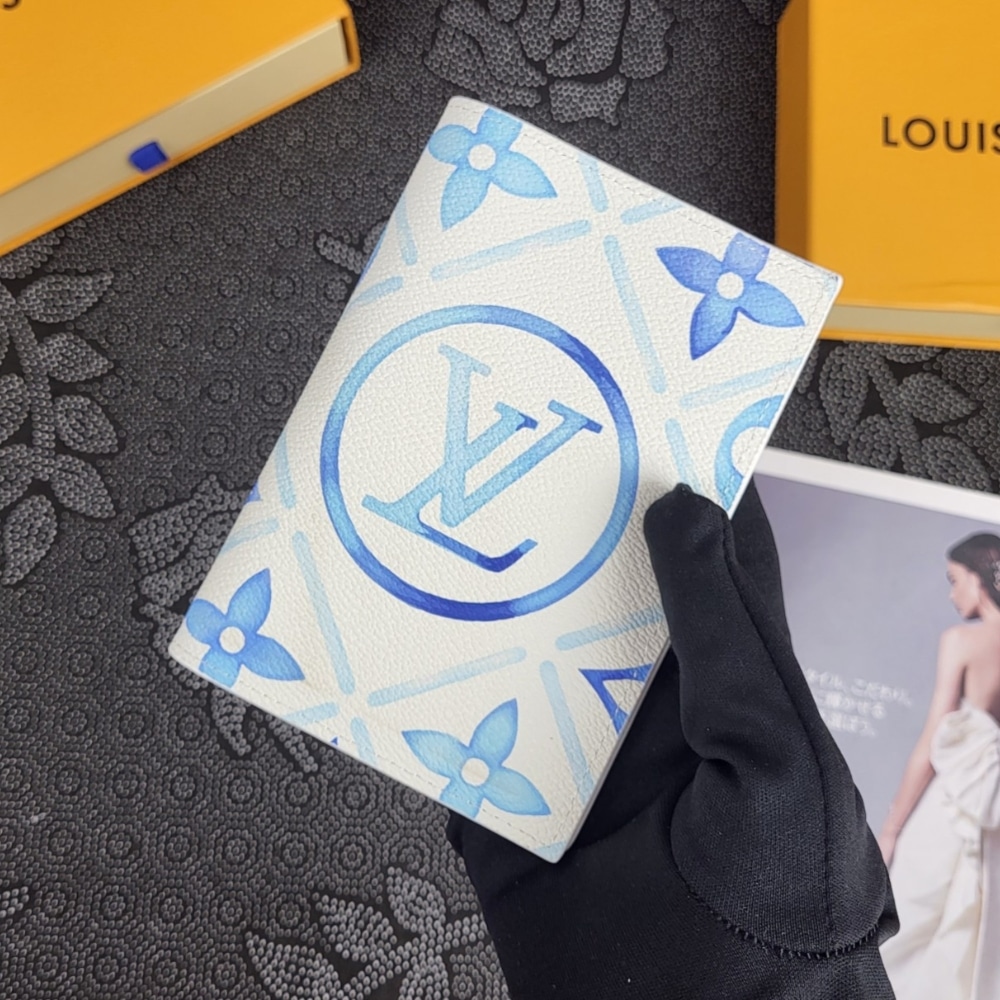 LOUIS VUITTON LV BY THE POOL PASSPORT COVER WALLET BLUE 14CM - Image 4