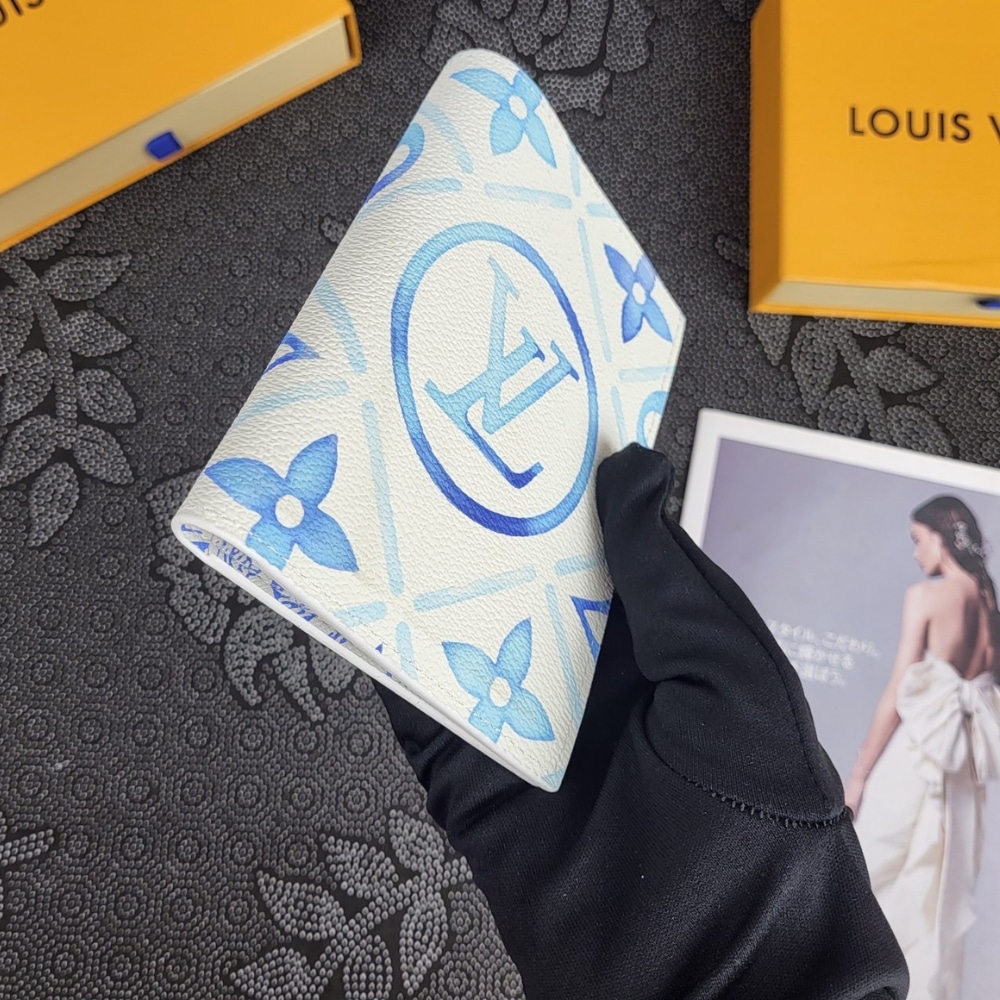 LOUIS VUITTON LV BY THE POOL PASSPORT COVER WALLET BLUE 14CM - Image 5