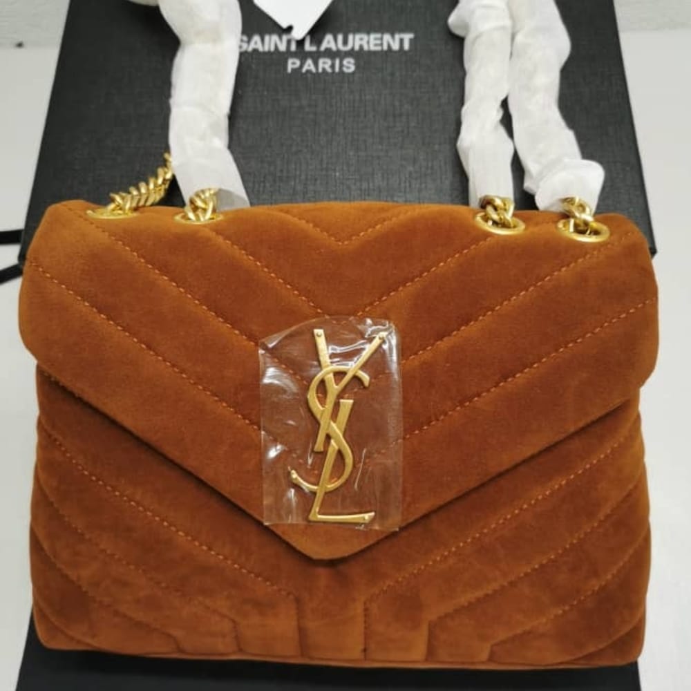 Alternative view of SAINT LAURENT LOULOU SMALL IN SUEDE CINNAMON BROWN 23CM 4946991U8C77761