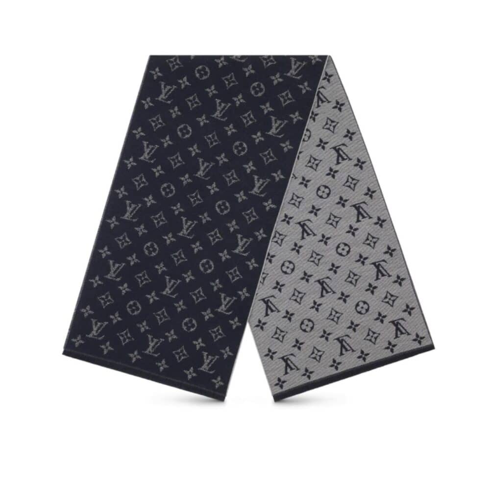 LOUIS VUITTON CACHECOL MONOGRAM DENIM SCARF DARK GREY
