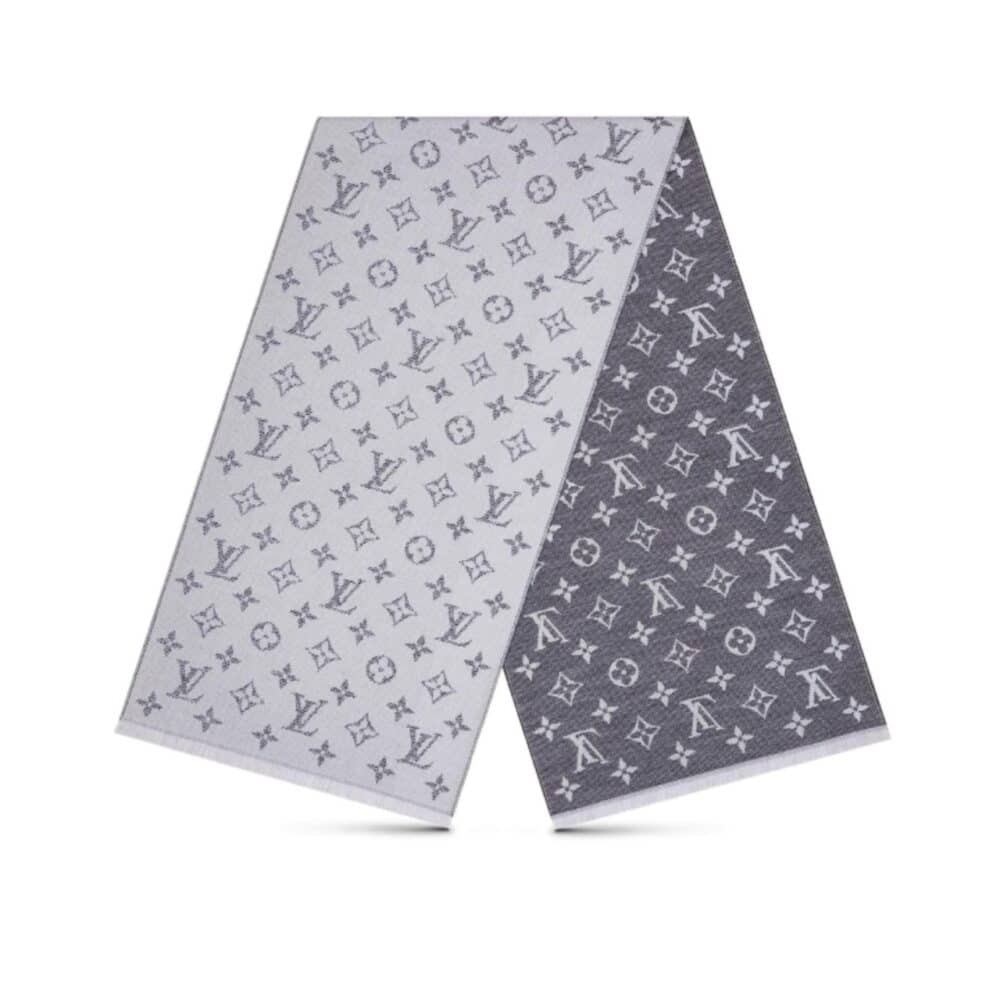 LOUIS VUITTON CACHECOL MONOGRAM DENIM SCARF LIGHT GREY
