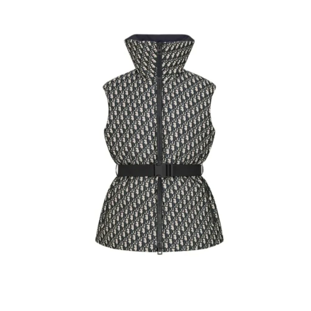 DIOR DIORALPS BELTED PUFFER JACKET BLACK AND WHITE