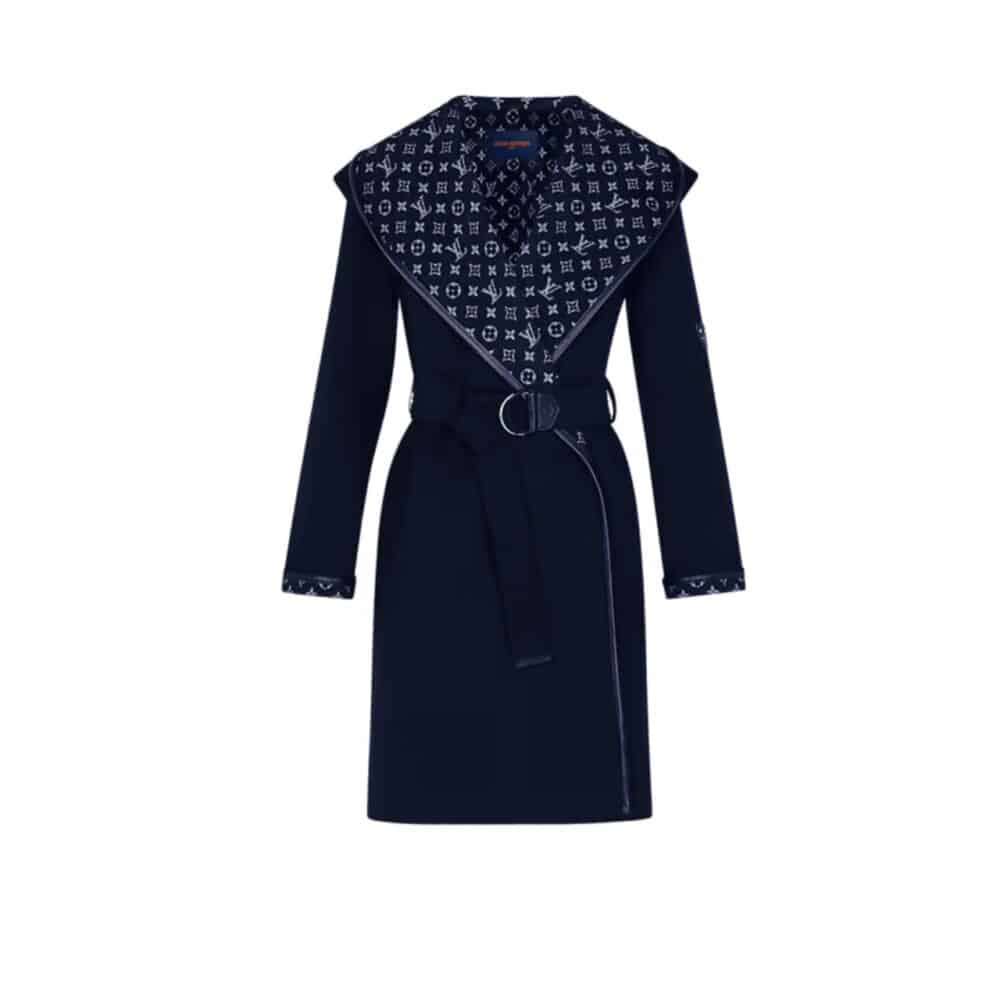 LOUIS VUITTON HOODED WRAP COAT BLACK 1A4PE6