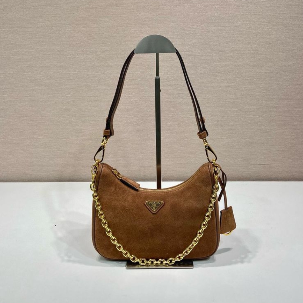 Alternative view of PRADA RE EDITION MINI SUEDE BAG DARK BROWN 28CM 1BC204 2C4S F0324 V QOO