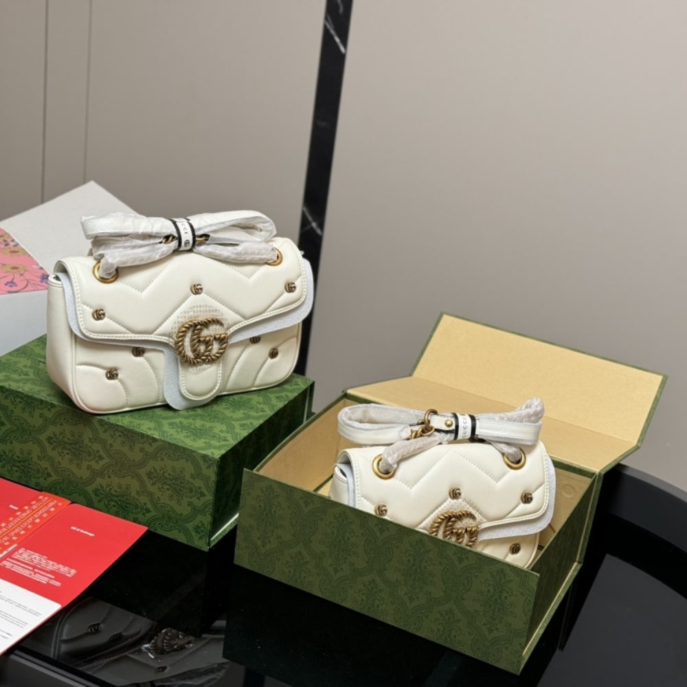 GUCCI GG MARMONT SMALL SHOULDER BAG WHITE 26CM 443497 AACPG 9206 - Image 3