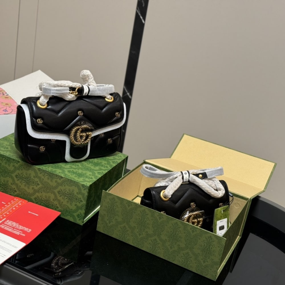 GUCCI GG MARMONT SMALL SHOULDER BAG BLACK 26CM 443497 AACPG 1000 - Image 9