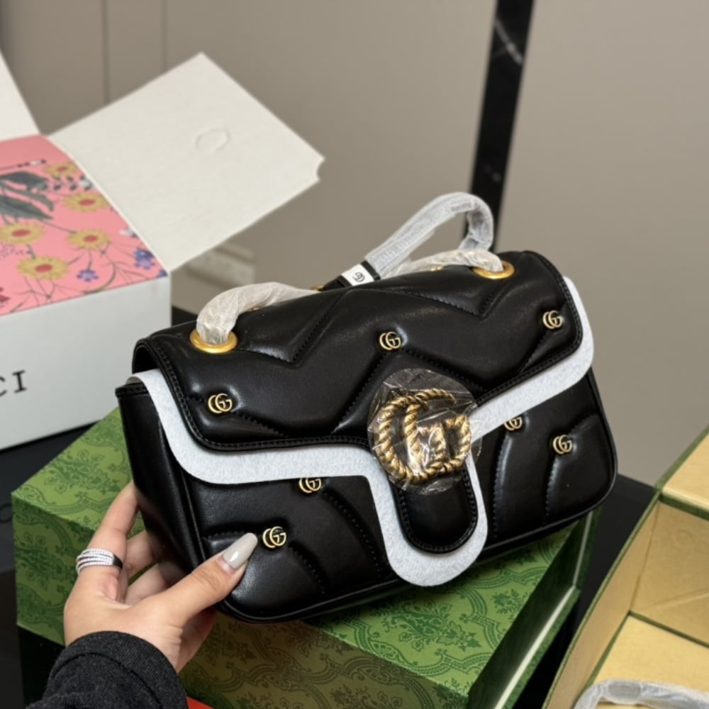 GUCCI GG MARMONT SMALL SHOULDER BAG BLACK 26CM 443497 AACPG 1000 - Image 3