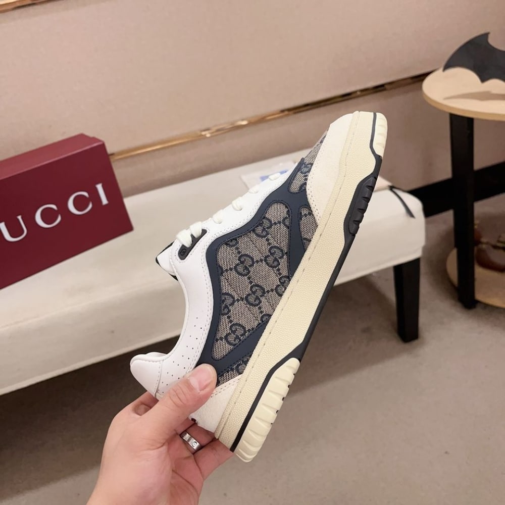 GUCCI WOMEN'S RE WEB SNEAKER ORIGINAL GG CANVAS BEIGE AND BLUE 787476 AADHW 9552 - Image 5