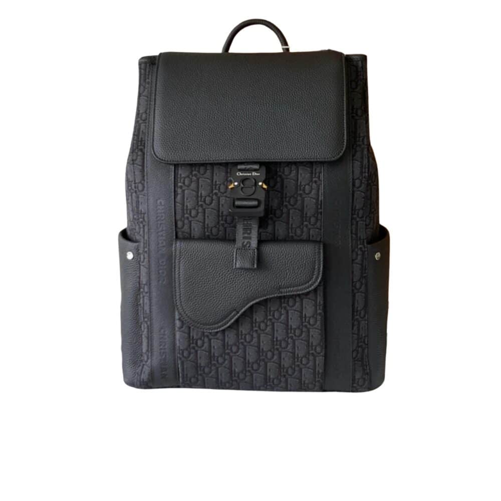DIOR SADDLE OBLIQUE JACQUARD BACKPACK BLACK 43CM