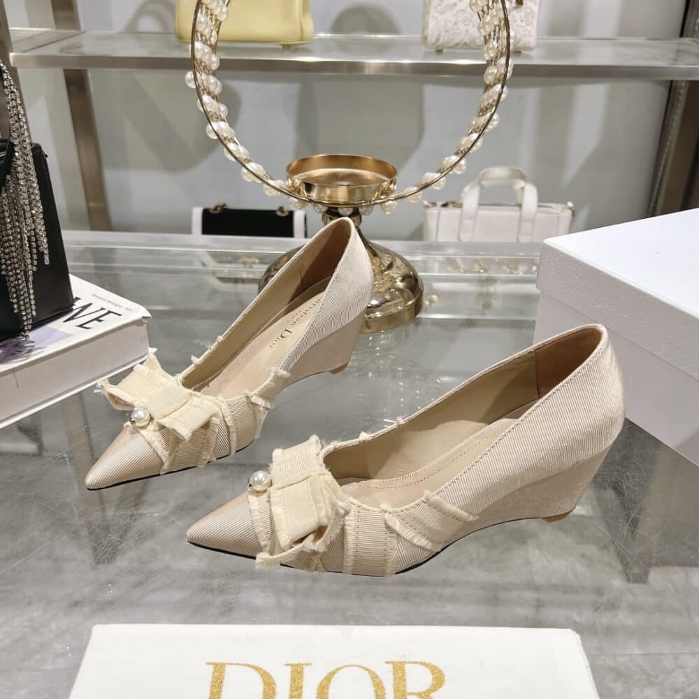 Alternative view of DIOR ADIORABLE PUMPS FRINGED GROSGRAIN IN BEIGE