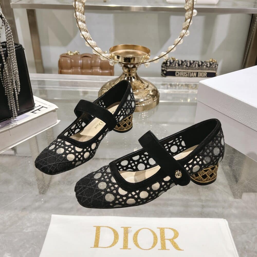 Alternative view of DIOR ICON PUMP TRANSPARENT MESH WITH CANNAGE MOTIF IN BLACK