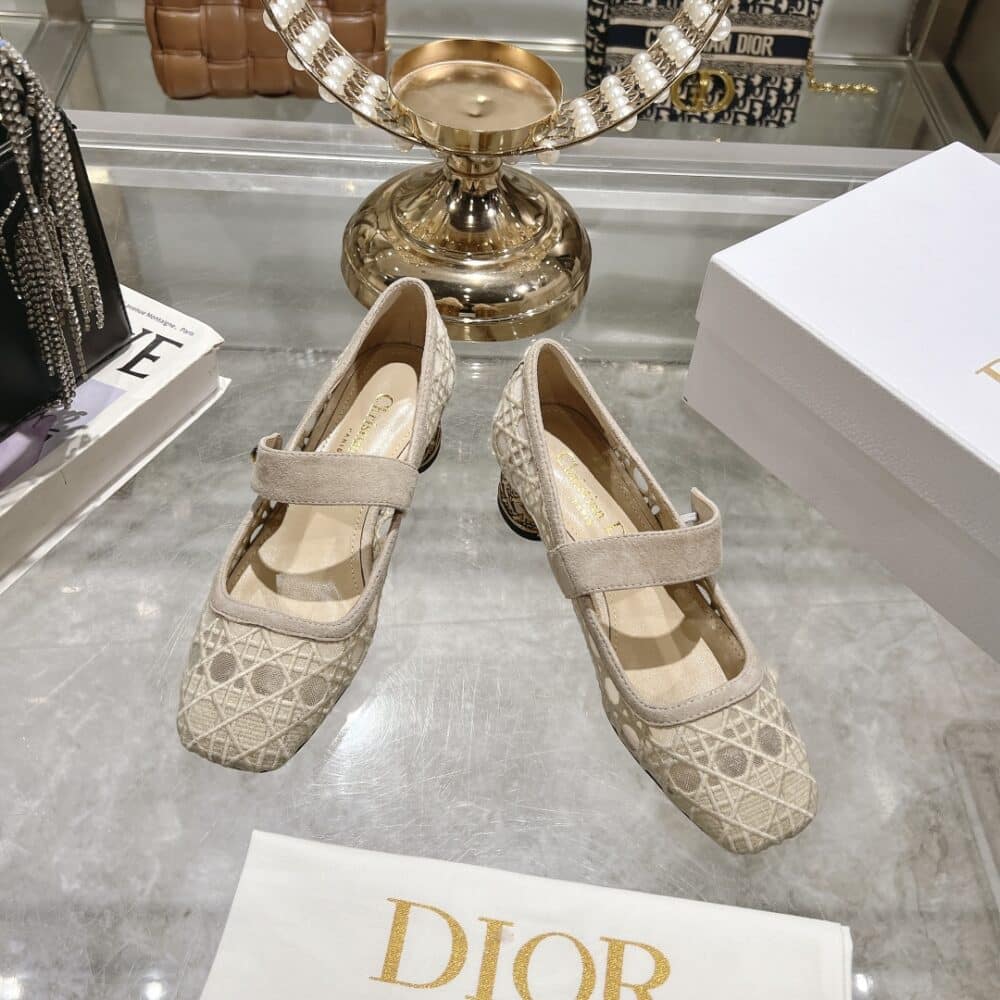 Alternative view of DIOR ICON PUMP TRANSPARENT MESH WITH CANNAGE MOTIF IN BEIGE