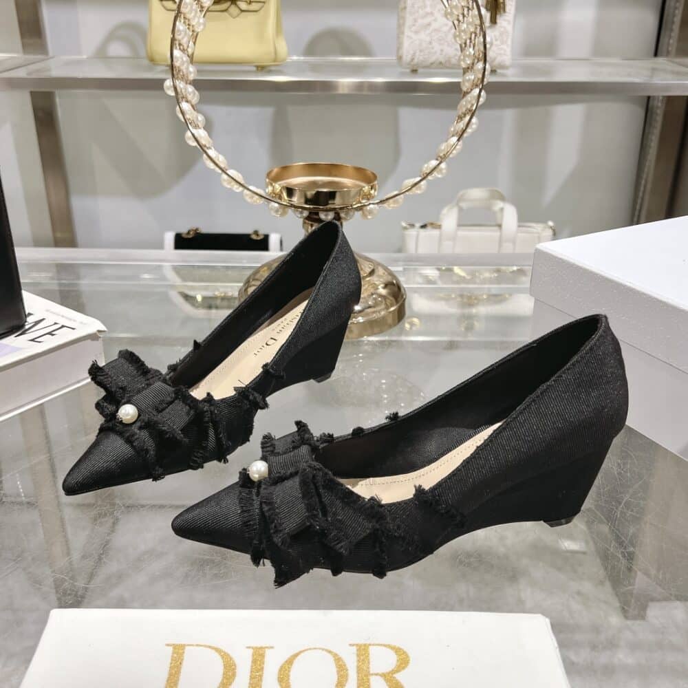 Alternative view of DIOR ADIORABLE PUMPS FRINGED GROSGRAIN IN BLACK