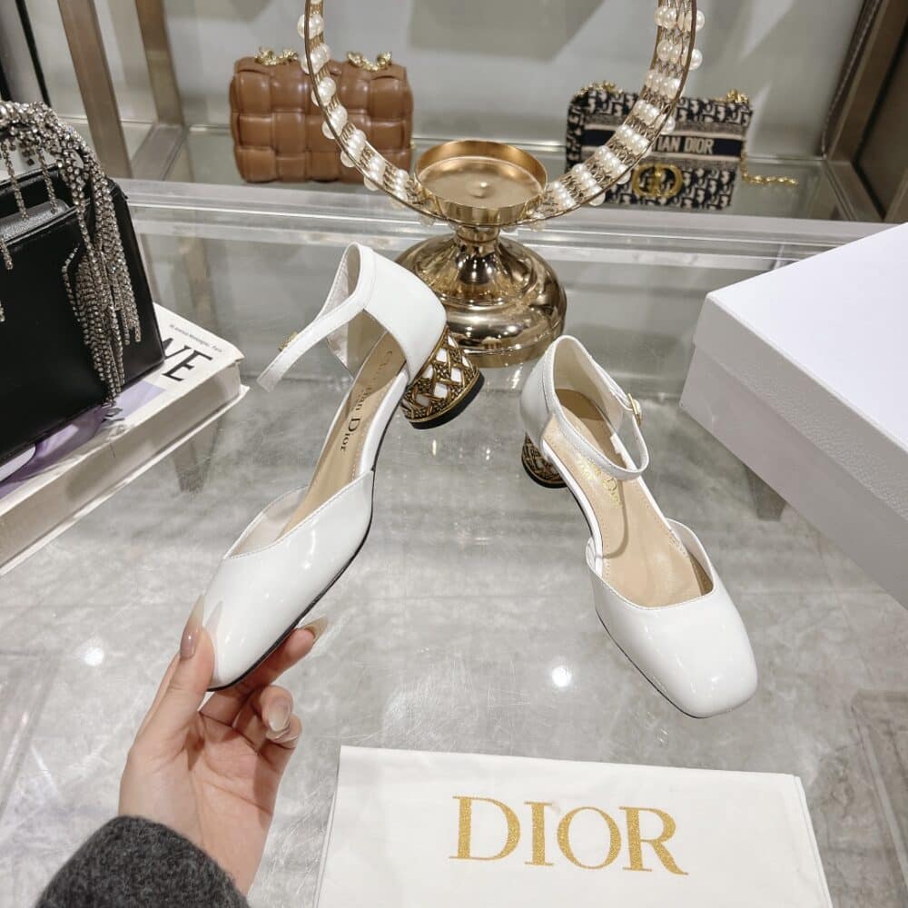 Alternative view of DIOR MARY JANE PUMPS WITH METAL HEEL WHITE