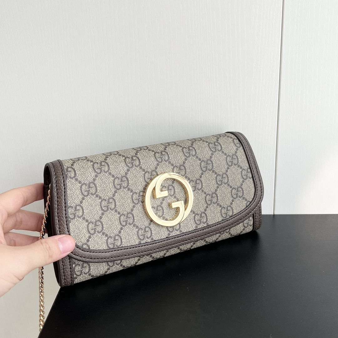 GUCCI BLONDIE CONTINENTAL CHAIN WALLET BEIGE 21CM 725215 K9GSG 8358 - Image 5