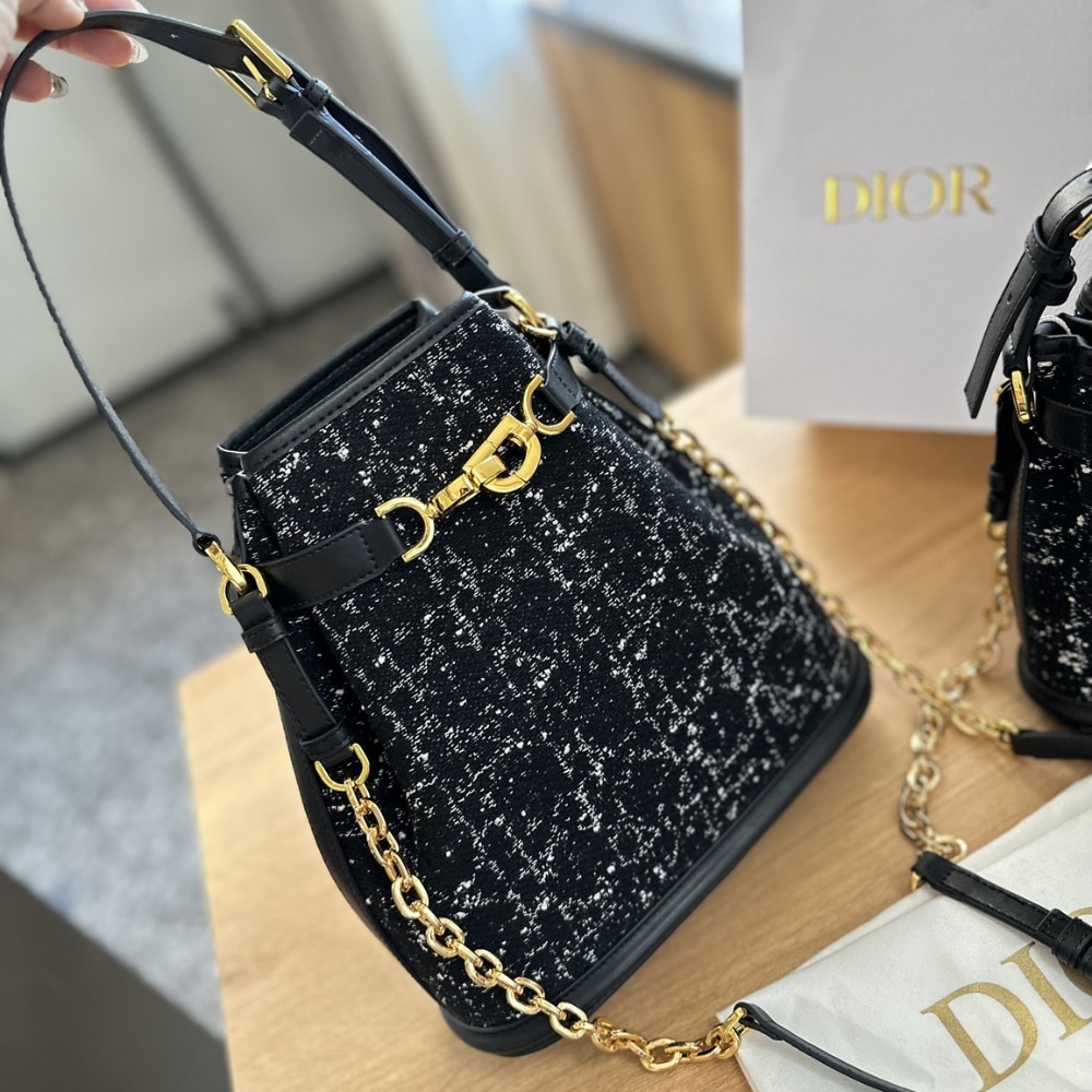 Alternative view of DIOR MEDIUM C'EST DIOR BAG BLACK CANNAGE TWEED BLACK 24CM M2271UTKV M911