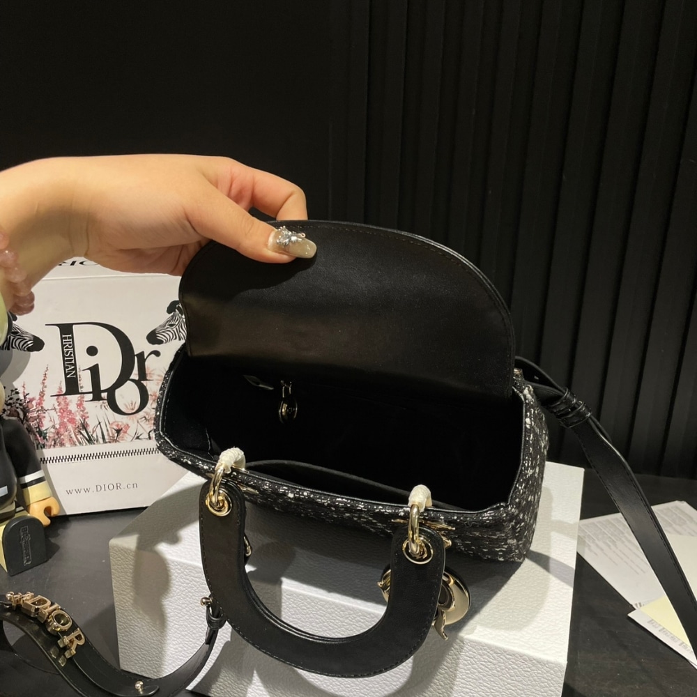 Alternative view of DIOR MEDIUM LADY D LITE CANNAGE TWEED BLACK 20CM