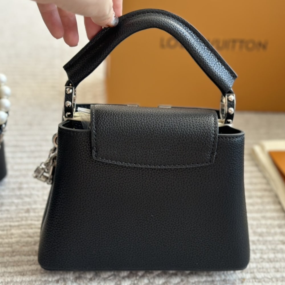 LOUIS VUITTON CAPUCINES MINI BAG BLACK 20CM M11908 - Image 3