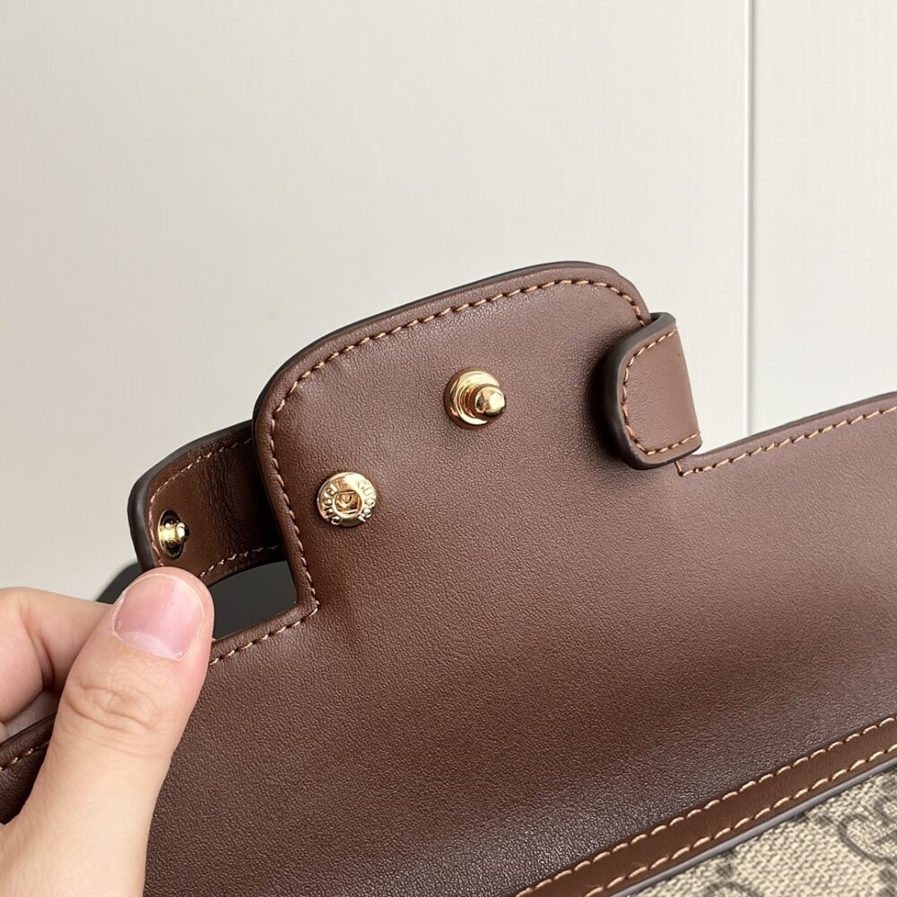 GUCCI HORSEBIT 1955 SMALL TOP HANDLE BAG BEIGE AND BROWN 22CM - Image 3