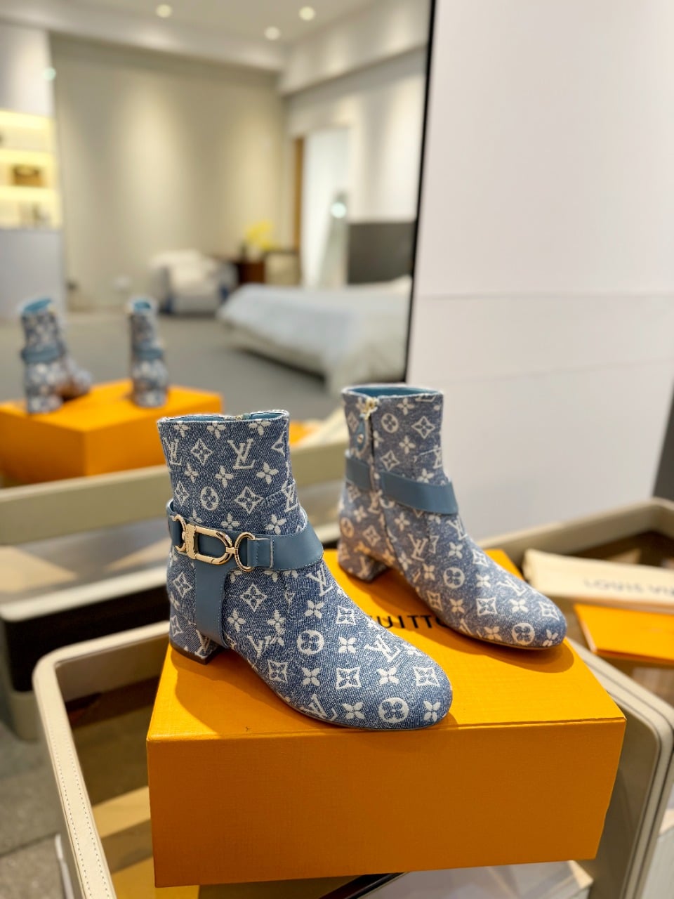 Alternative view of LOUIS VUITTON WESTSIDE FLAT ANKLE BOOT MONOGRAM IN LIGHT BLUE