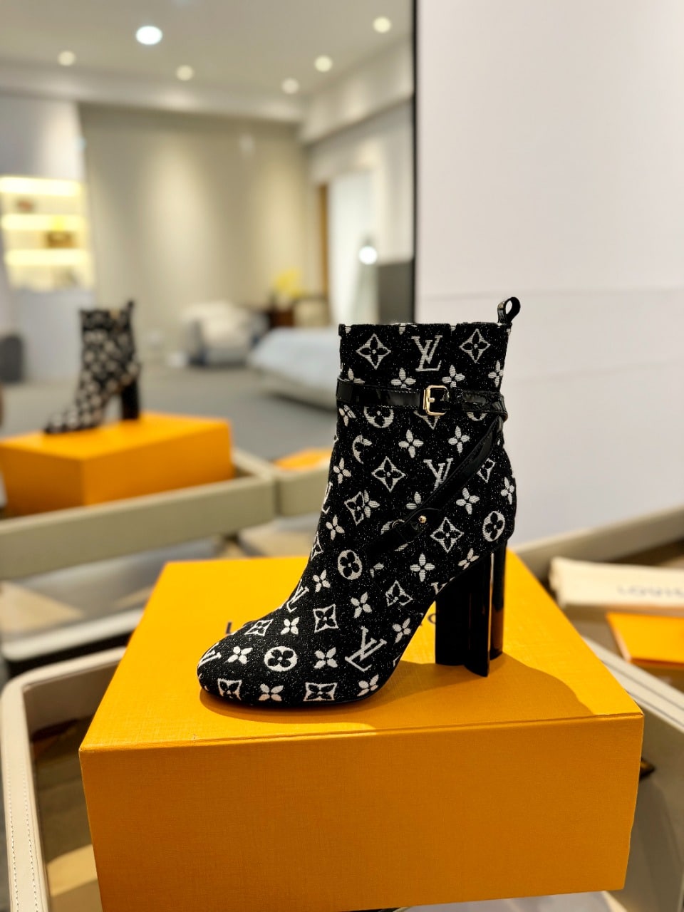 Alternative view of LOUIS VUITTON SILHOUETTE ANKLE BOOTS MONOGRAM BLACK