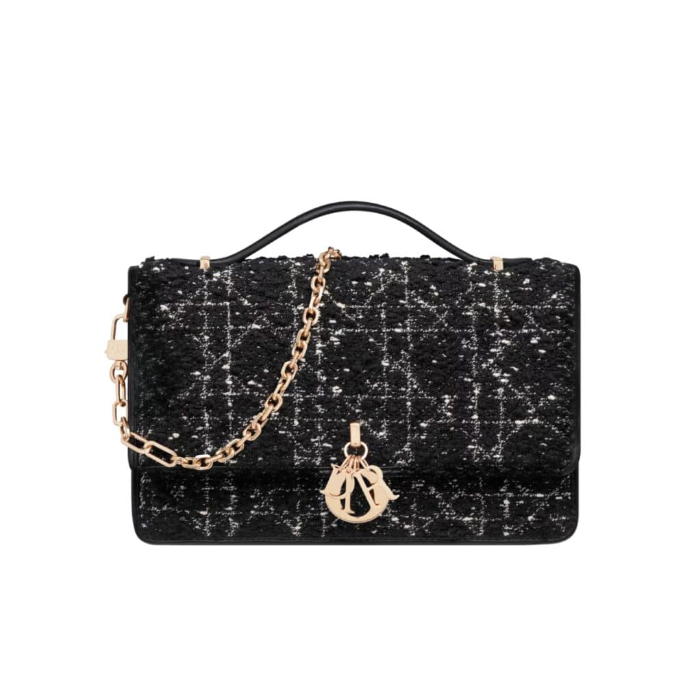 DIOR MISS DIOR BAG BLACK CANNAGE TWEED 24CM