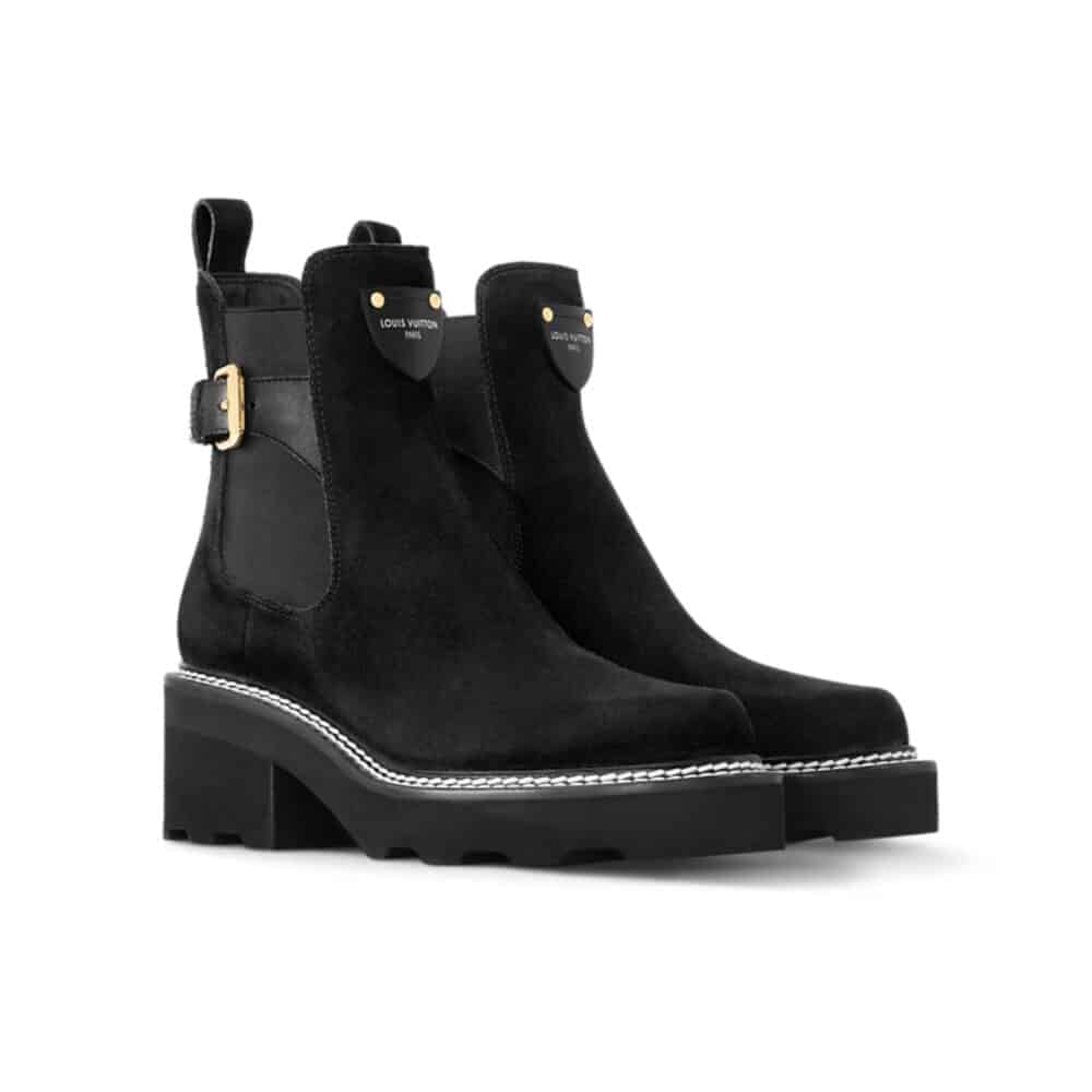 LOUIS VUITTON LV BEAUBOURG ANKLE BOOT SUEDE IN BLACK 1ACKCJ