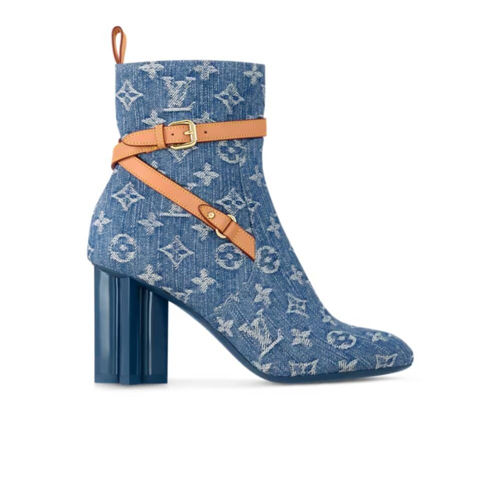 LOUIS VUITTON SILHOUETTE ANKLE BOOTS DENIM BLUE 1ACJTU