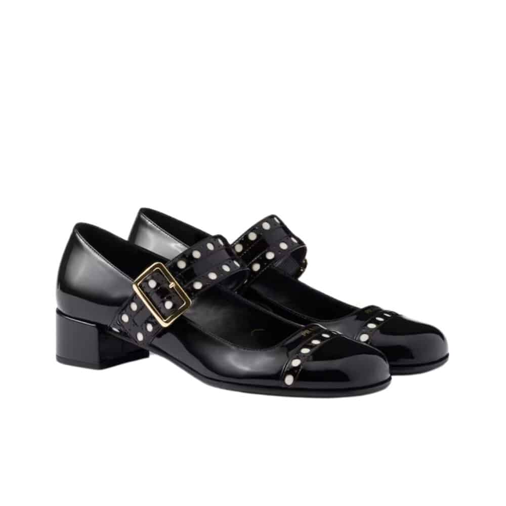 PRADA PATENT LEATHER MARY JANE PUMPS BLACK 1I816N 069 F0002 F 035