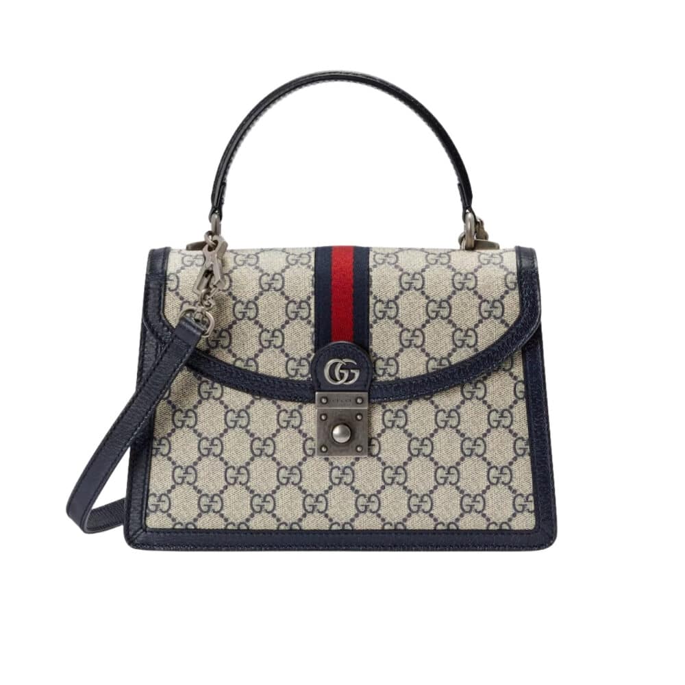 GUCCI OPHIDIA SMALL TOP HANDLE BAG BEIGE AND BLACK 25CM 651055 96IWN 4076