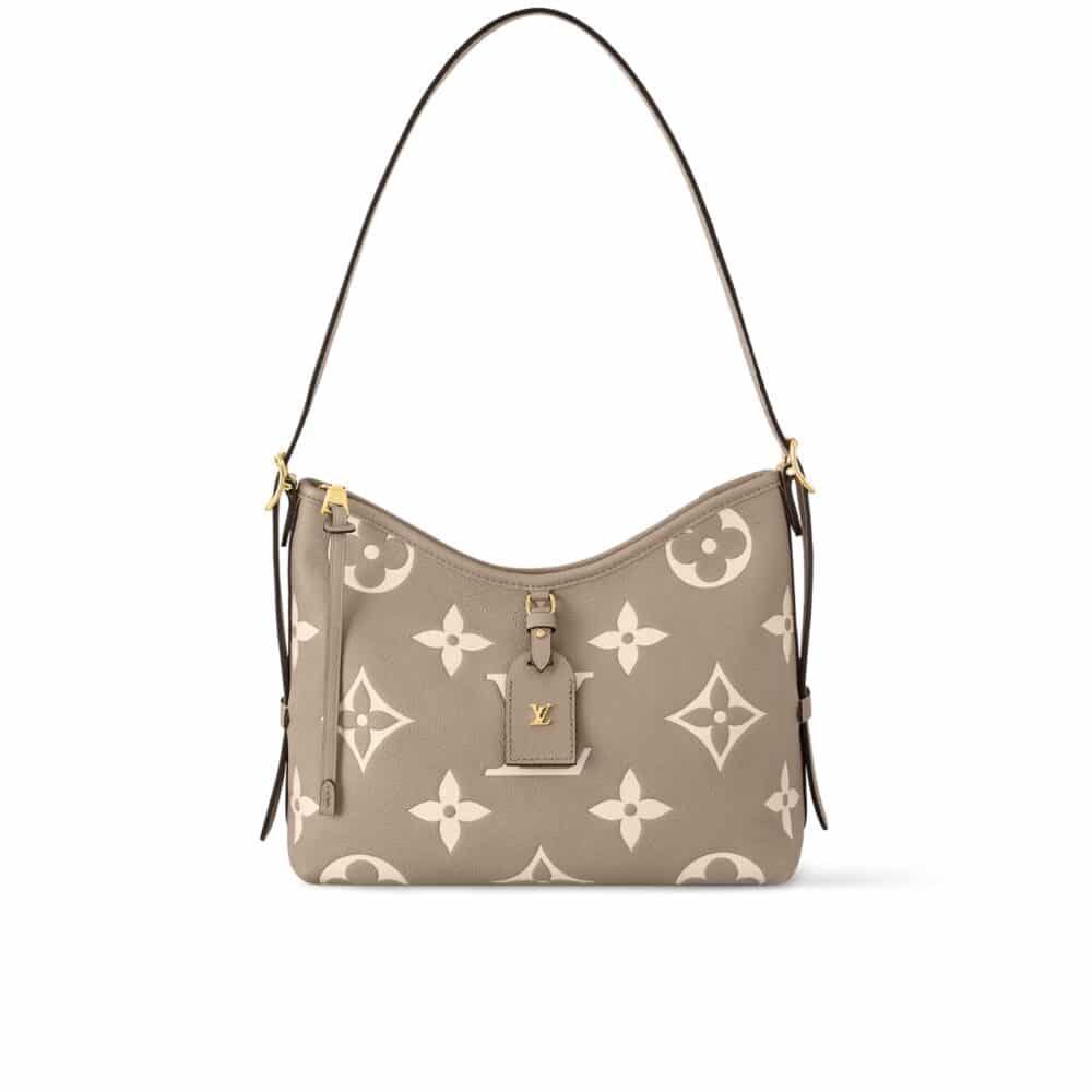 LOUIS VUITTON CARRYALL PM BICOLOR MONOGRAM EMPREINTE DOVE AND CREAM M47180