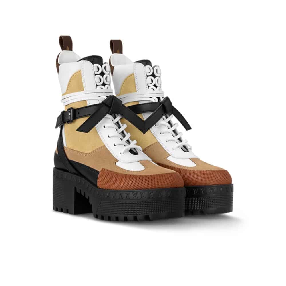 LOUIS VUITTON LAUREATE PLATFORM DESERT BOOT BEIGE 1AD24J