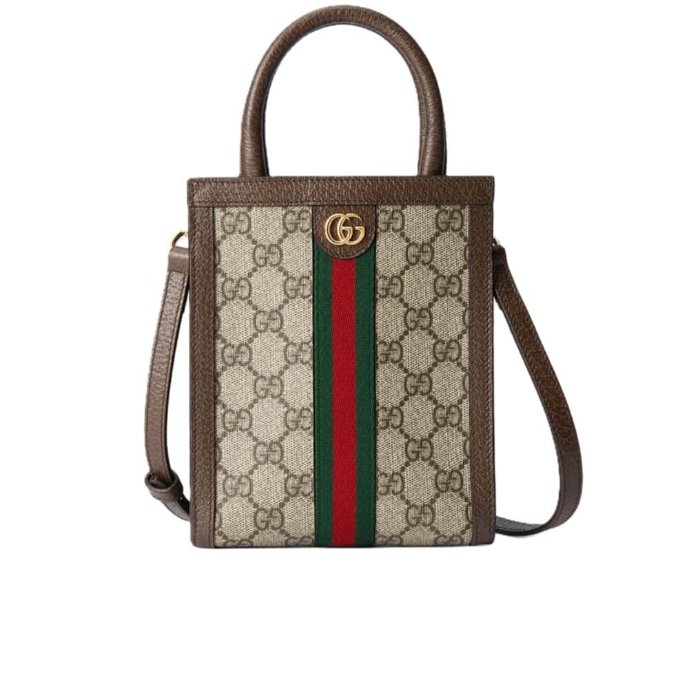 GUCCI OPHIDIA CROSSBODY BAG BEIGE AND EBONY 20CM 772317 96IWG 8745