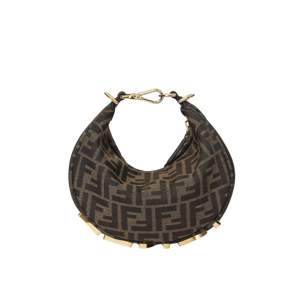 Fendi Fendigraphy Mini Bag FF Jacquard Fabric Brown 20Cm 8BS081ALP3F1MAT